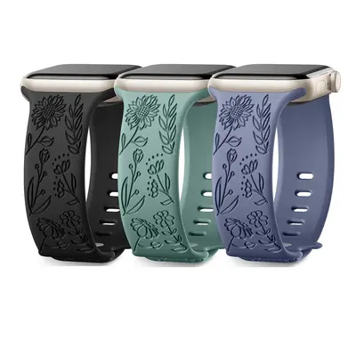 Apple iWatch 11 uyumlu silikon kordon, düz renk oymalı - 6