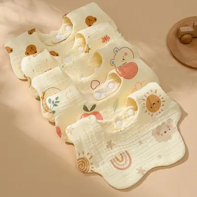 Baby-Lätzchen aus reiner Baumwolle, Mulltuch, 360 Grad, für Neugeborene