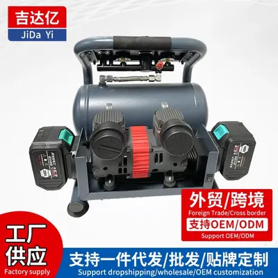 双电池双缸小型锂电空压机手提便携充气泵无线户外车载轮胎加压泵
