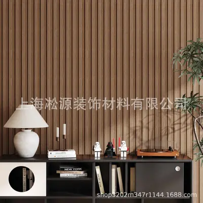 Self-Adhesive Wall Sticker with Wood Grain Grille Design, Moisture-Proof for Bedroom and L