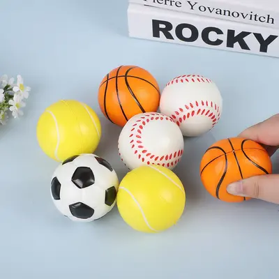 63 mm PU Köpük Dekompresyon Stres Topu, Çocuklar İçin Futbol Basketbol Tenis - 4