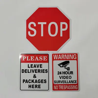 Stainless Steel Screen-Printed Sign, Aluminum Reflective English Warning Sign