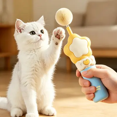 猫玩具电动逗猫棒自嗨解闷神器带铃铛猫咪弹射互动消耗体力钓猫器 - 5