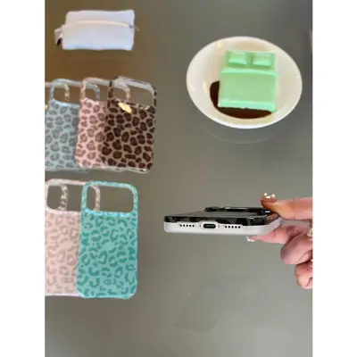 Korean-style INS full-screen solid color leopard print iPhone 16 Apple 15 compatible 17/18 Pro Max phone case drop-proof