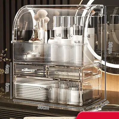 Cosmetic storage box acrylic desktop dust-proof large capacity - 9