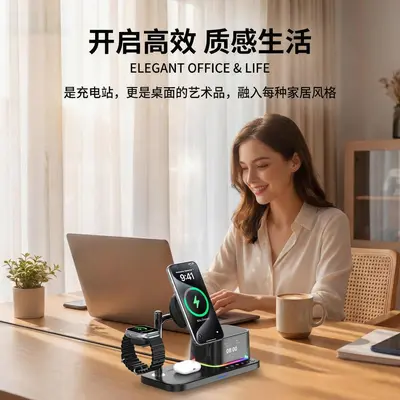 Smart AI Speaker with Qi2 25W Cooling Wireless Charger, 5-in-1 Magnetic