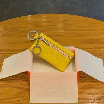Genuine Leather Zipper Key Case with Coin Pocket and Card Holder