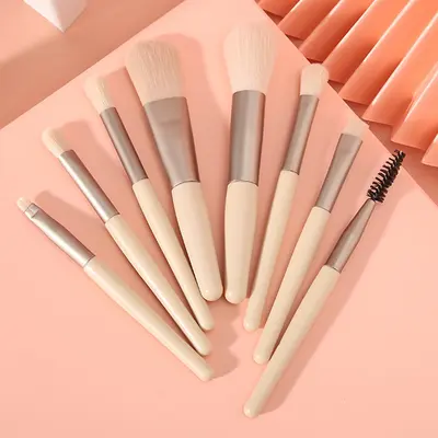 8-piece mini makeup brush set Morandi soft hair eyeshadow brush blush brush lip brush beauty tools makeup set - 8