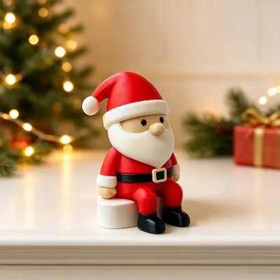 3D Baskı Oturan Noel Baba Biblo, Yılbaşı Masa ve Araç İçi Dekorasyonu - 8