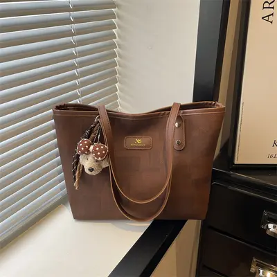Kadın Retro Tek Omuz Çantası ve Tote Çanta, Büyük Kapasiteli, Öğrenci ve İşe Uygun - 4