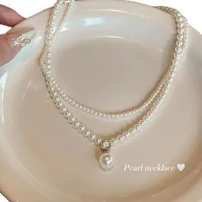 Inci Çift Katmanlı Kolye Çıkık Zinciri Choker Kadın - 6