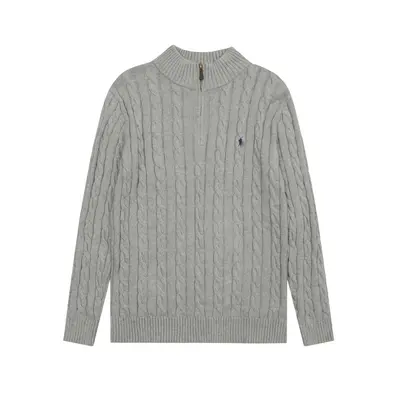 Polo Logolu Yarım Balıkçı Yaka Fermuarlı Örgü Kazak Unisex Uzun Kollu Çift Kombini