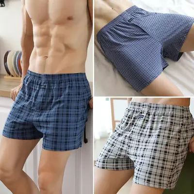 Erkek %100 Pamuk Bol Kesim Boxer Şort, Yüksek Belli, Ev Pijama Pantolonu - 12