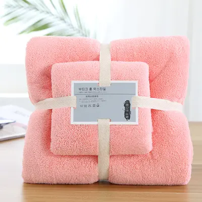 Manufacturer wholesale coral velvet towel bath towel gift set thickened mother-in-law towel set with printed logo - 7