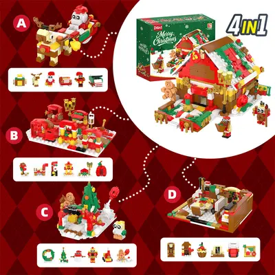 Noel Evi 24'ü 1 Arada Küçük Parçalı Yapı Blokları, Geyikli, Özelleştirilebilir - 4