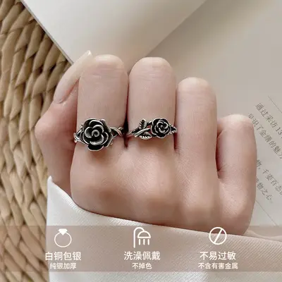 925 silver flower open ring, Thai silver, non-tarnishing
