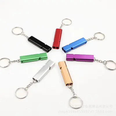 Aluminum Alloy Dual-Hole High-Frequency Outdoor Survival Whistle