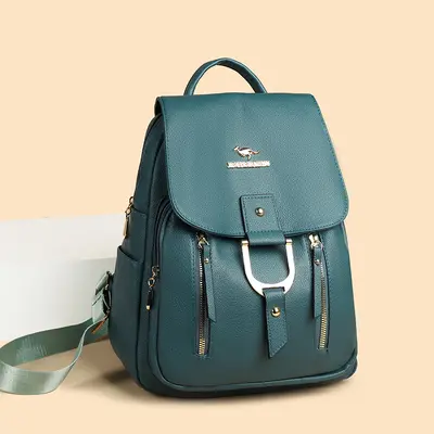 Women's PU Leather Backpack, Japanese-Korean Style, Elegant - 3