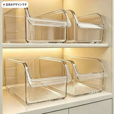 Cross-border New Kitchen Refrigerator Organizer Box Snack Miscellaneous Items Transparent Storage Basket Drawer Home Bedroom Desktop Organization