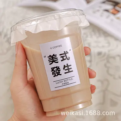 500 ml plastik içecek ham hindistan cevizli latte tek kullanımlık ambalajlı pet buzlu toz soğuk içecek kapaklı kahve sütlü çay bardağı