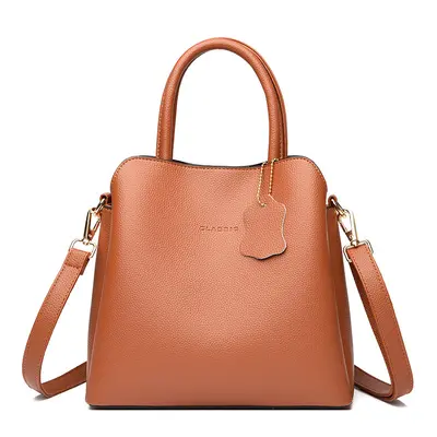 Soft Leather Women's Handbag, Large Capacity Multi-Compartment Shoulder Bag - 9