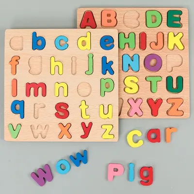 Wooden Number and Letter Shape Matching Puzzle for Early Learning - 4