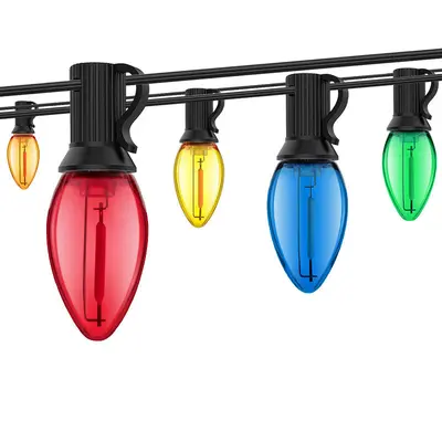 7.6 m Colorful LED Outdoor Christmas String Lights, Plastic