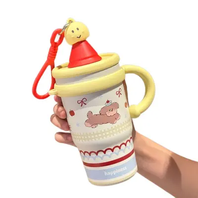Large-Capacity Cartoon Insulated Cup with Straw for Office Use - 5