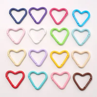 Heart-Shaped Metal Carabiner Hook, Colorful Spring Bag Charm - 10
