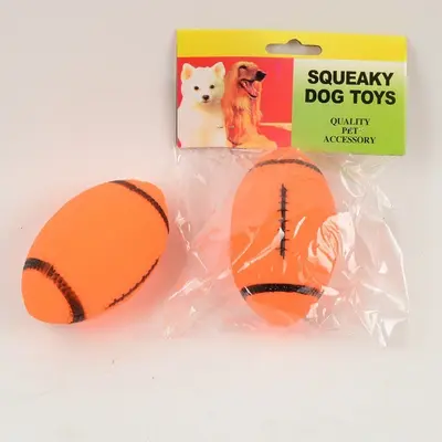 Rugby Vinyl Squeaky Dog Toy, Pet Chew Toy