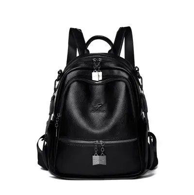 High-quality soft leather backpack women's new style simple versatile large capacity travel backpack mommy bag multi-purpose school bag - 9
