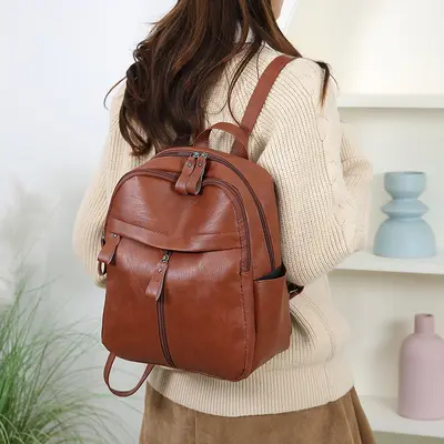 Koreanischer Doppelschultergurt Rucksack für Damen 2025 Neue Herbst- und Winterkollektion große Kapazität trendige Pendel- und Straßenrucksack modisch - 4