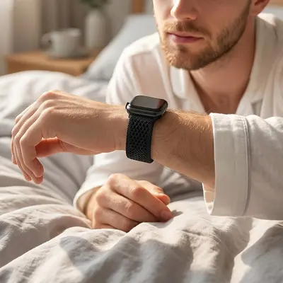 Apple Watch 11 uyumlu naylon örgü delikli elastik kordon