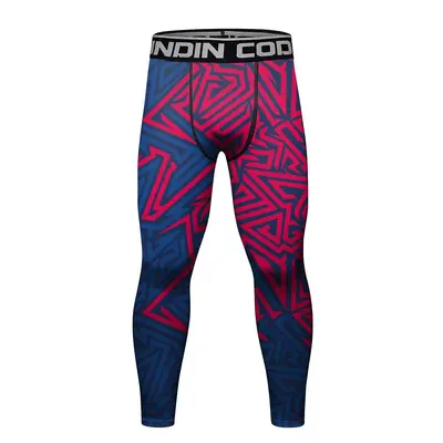 Men's Printed Compression Sports Long Pants for Running and Basketball - 13
