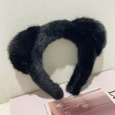 Imitation Mink Plush Headband with Bear Ears for Women - 12