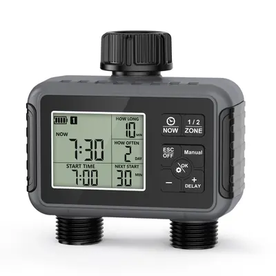 Compact Dual-Outlet Smart Garden Irrigation Timer with Water Valve - 7