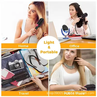 Cross-border Multifunctional Hot Air Brush Hair Dryer Brush Curling Iron Straightening Brush Blow Dryer Factory Wholesale Amazon
