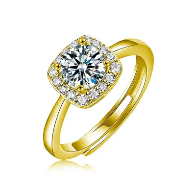 S925 silver moissanite sugar cube ring for women - 10