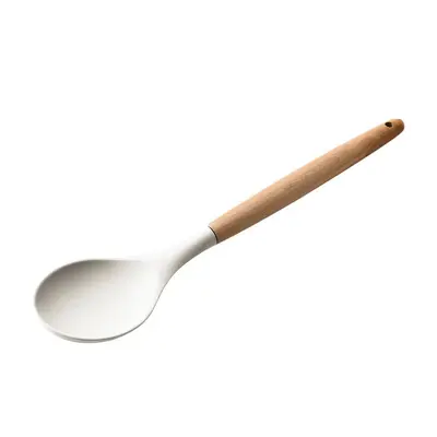 Mutfak yapışmaz tava ahşap saplı paslanmaz çelik silikon spatula, yüksek sıcaklığa dayanıklı, haşlanma önleyici, kaymaz, ev tipi gıda sınıfı silikon spatula ve kaşık. - 10