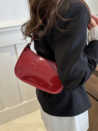 Women's Minimalist Small Square Shoulder Bag, Casual Commuter Underarm Bag - 4
