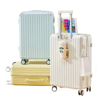 Women's Trolley Suitcase with Silent Universal Wheels, Cup Holder and Combination Lock - 6