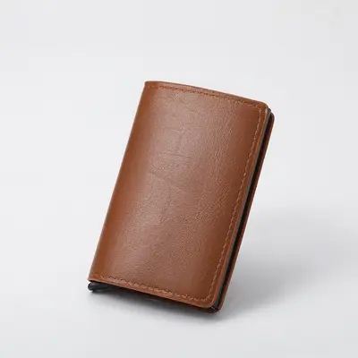 Sınır ötesi yeni erkek cüzdanı ultra ince karbon fiber RFID kart tutucu otomatik kart çıkarma alüminyum alaşımlı kart tutucu cüzdan