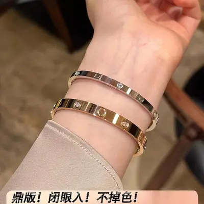Titanyum çelik love bilezik kadın, 18K roségold kaplı - 2