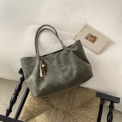 2026 Large Capacity Women's Frosted Matte Tote Bag, Retro Underarm Design - 9