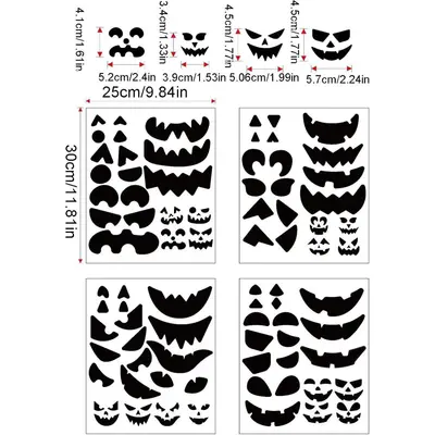 Halloween Pumpkin Face Decoration Stickers, Self-Adhesive