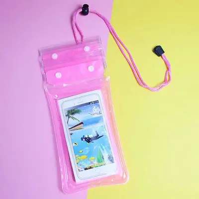 Three-Layer Waterproof Phone Bag with Air Cushion for Swimming and Rafting, Velcro Seal, T - 8