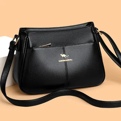 Foreign Trade Live-Stream Bestseller Soft Leather Middle-Aged Mom Bag Women's Bag New Style Simple Solid Color Large Capacity Single Shoulder Crossbody Bag