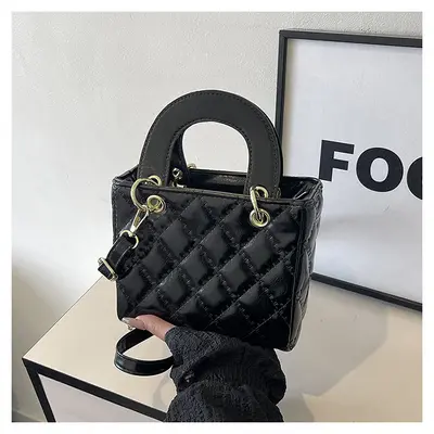 Textured Diamond-Quilted Women's Small Square Handbag - 7