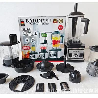 2.5L 8in1 Mixer aus Edelstahl mit großem Fassungsvermögen für Nordamerika und Europa, vielseitige Küchenmaschine, Fleischwolf, Entsafter
