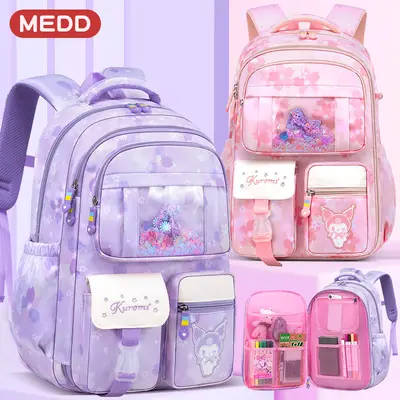 Primary School Backpack Grades 1-6, Lightweight, Large Capacity, Side-Opening, Spine-Prote